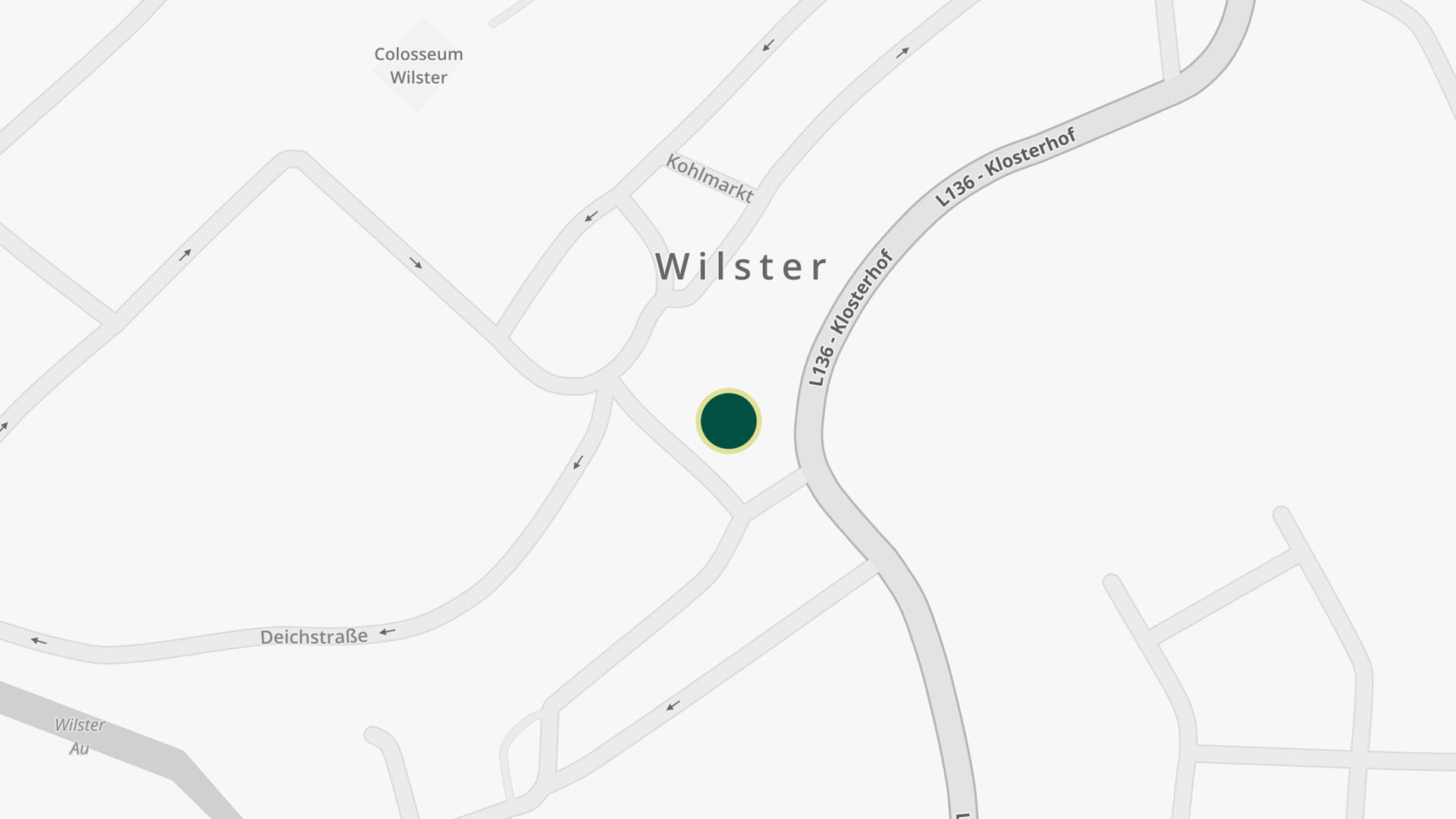 Karte von Wilster mit dem Standort der Hausarztpraxis